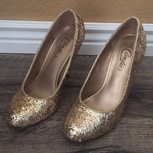 Gold Sparkle Sequin High Heels